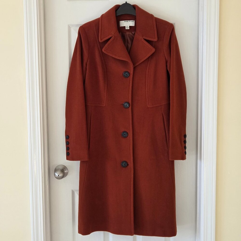 AnneKlein 70%wool10% cashmere orange coat size8P